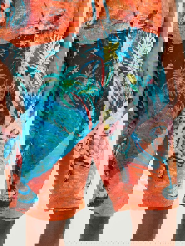 Palm Angels Oil On Canvas Long Swimshorts Multi - Supplied FashionPalm Angels