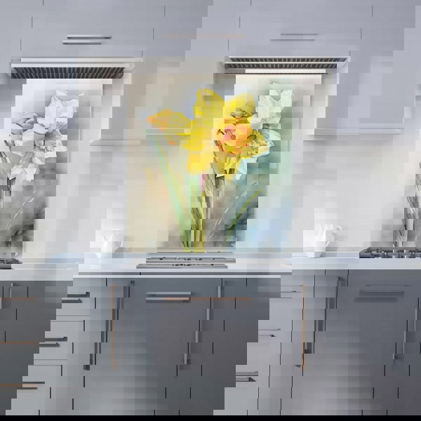 Warren Reed - Designer Daffodil Watercolour Kitchen Splashback
