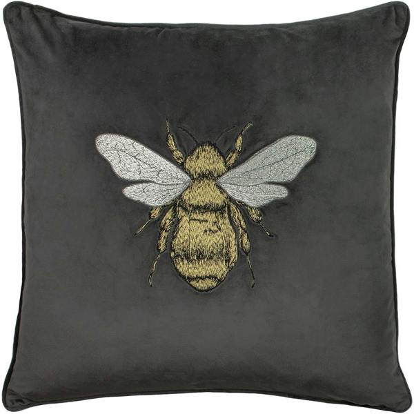 Paoletti Hortus Bee Cushion Cover - Charcoal - 