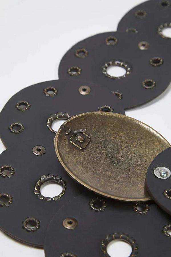 WOVCOR Faux Leather Belt with Troc Details