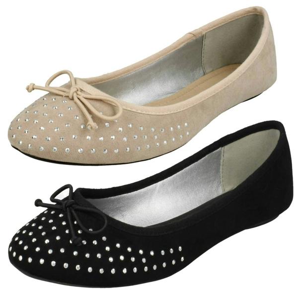 Spot On Ladies Spot On Jewel Design Ballerinas