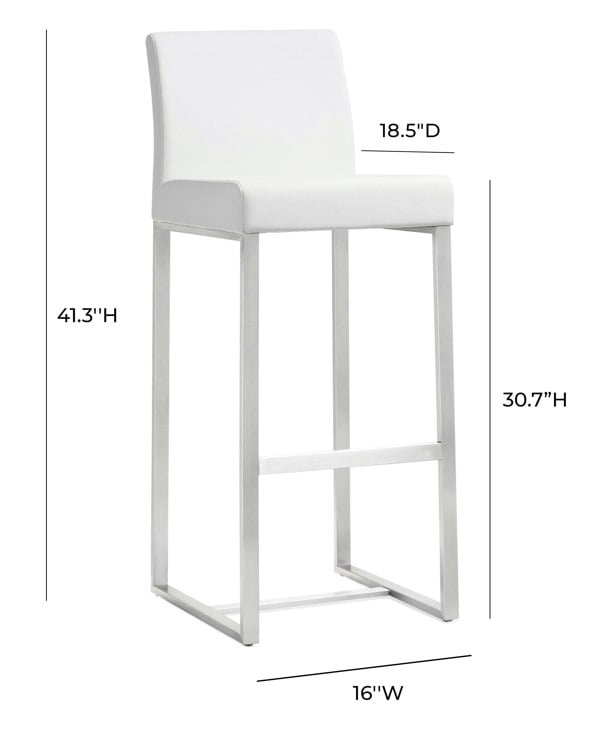 Furniture Edit Denmark White Stainless Steel Barstool Set of 2