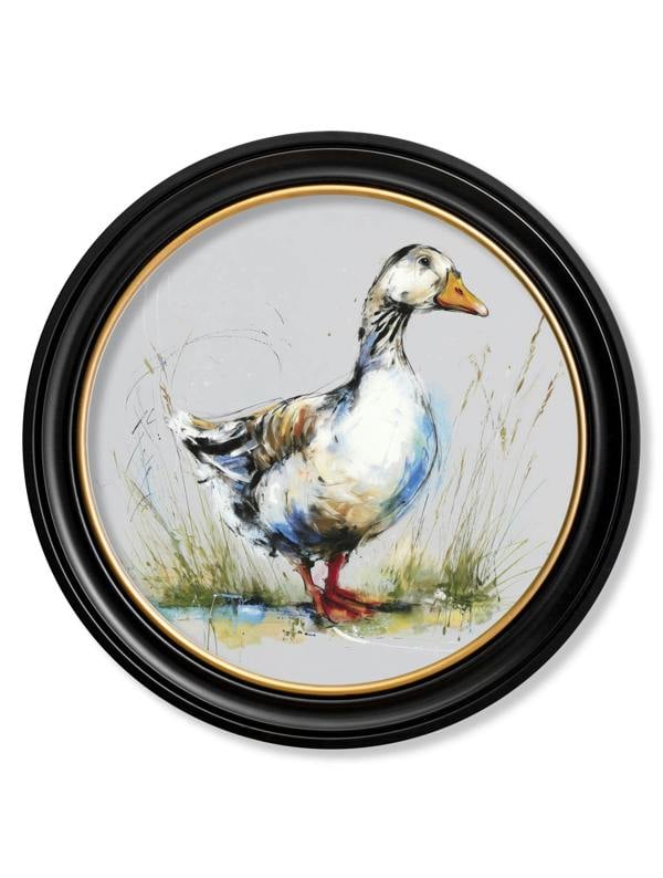 Exceptional Art White Goose Cosy Sketch - Oxford round frame