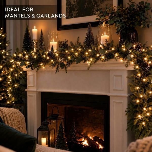 8m 100 LED Warm White Fairy String Lights Mains Powered, 8 Modes, Memory Function, Auto Timer, Indoor/Outdoor Green Cable image 9