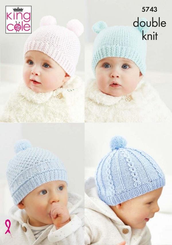 King Cole Comfort DK Knitting Pattern 5743, Headwear, Gloves for Baby, Premature - 12 Months