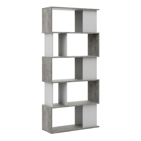 Furniture To Go Maze Open Bookcase 4 Shelves in Concrete and White