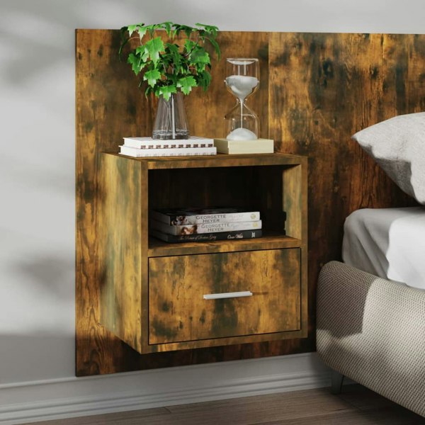 Berkfield Wall-mounted Bedside Cabinet Smoked Oak