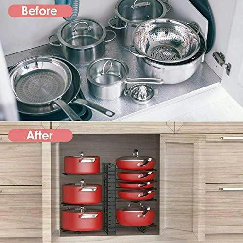 HYGRAD BUILT TO SURVIVE HYGRAD® 8 Tier Organising Rack for Pots & Pans 8 Tier Metal Cupboard & Cabinet Organiser for Cutlery & Pans