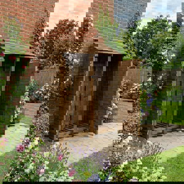 Arbor Garden Solutions Wooden Log Store with Door W-146cm, H-126cm or 180cm, D-88cm - Brown Finish