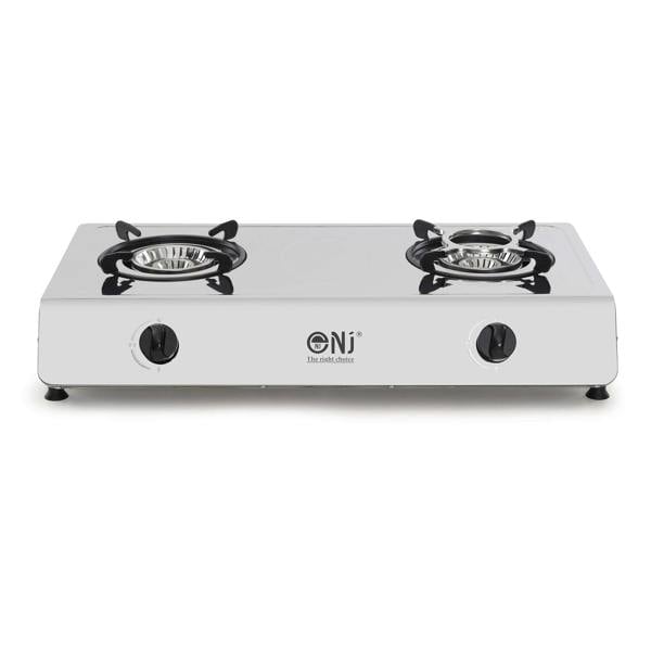 Double burner gas stove stainless steel housing
