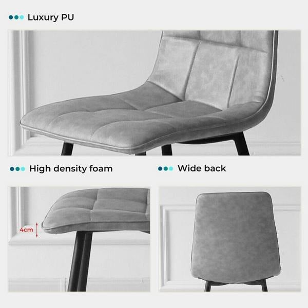 Levede Padded Dining Chairs Faux Leather for Kitchen Home Office - Set of 4