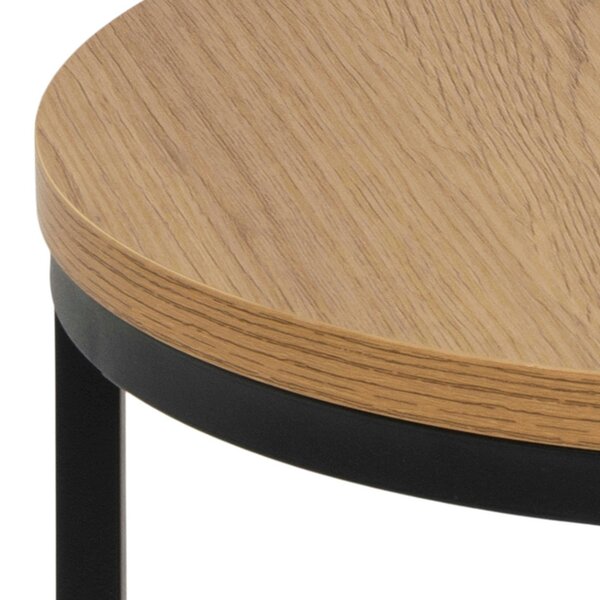 Wyld Haus Odense Wild Oak Effect Nesting Table Set Black Steel Legs