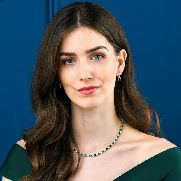 namana Green Tennis Necklace for Women in 925 Sterling Silver