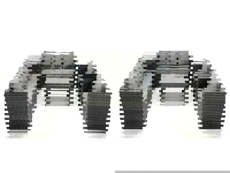 Fimous Rattan Garden Furniture Sofa Set with Coffee table Armchair Side Table Dark Grey Mixed