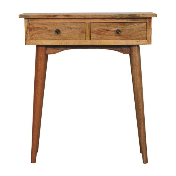 Wyld Haus Parma Mini Oak Mango Wood Hallway Console Table 2 Drawers