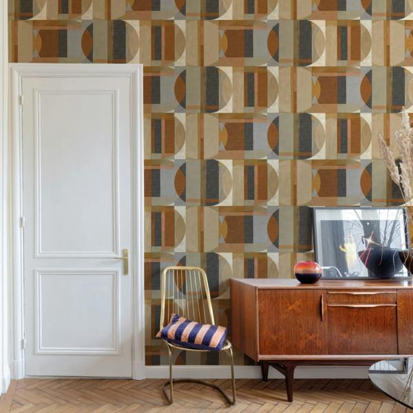 Grandeco Abstract Retro Sojo Textured Wallpaper, Brown