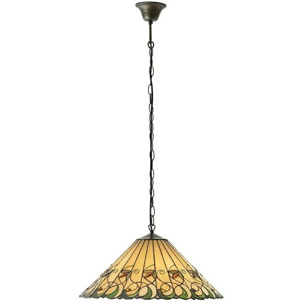 Tiffany Glass Hanging Ceiling Pendant Light Bronze & Amber Floral Shade i00127 Loops