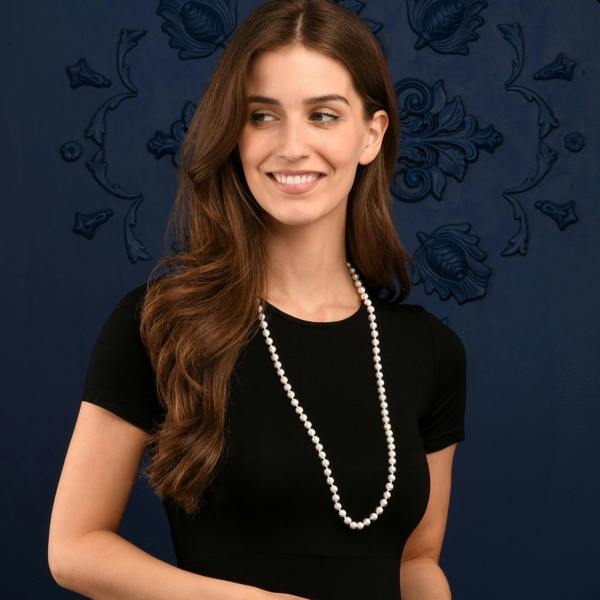 Zavana 34-inch Long Stylish Pearl Necklace for Women with White Shell Pearls