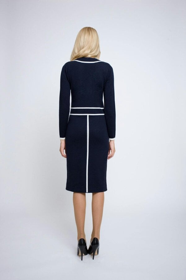 Claire knitted jacquard dress in midnight blue