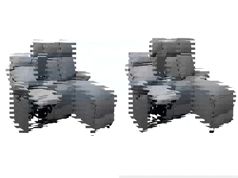 DS Living Sorento Recline Left Hand Corner 3 Seater Fabric Sofa in Grey or Cream