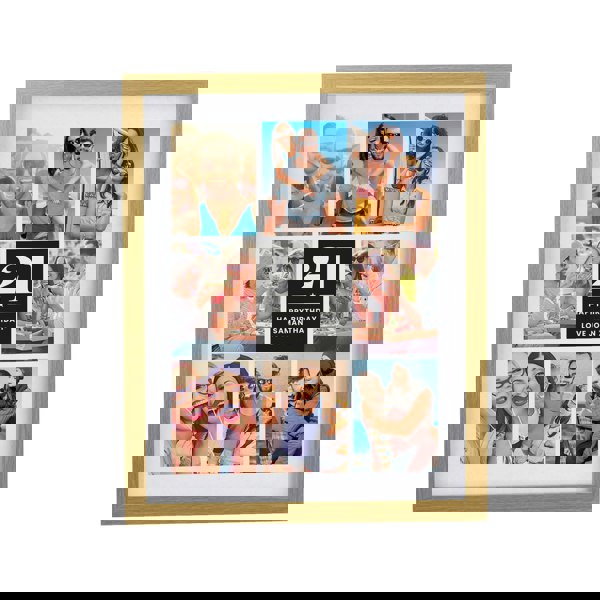 Personalised Memento Company Personalised Big Number Multi Photo Upload Oak Poster Frame