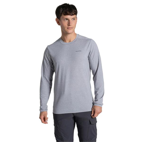 Craghoppers Mens Abel Nosilife Long-Sleeved T-Shirt - Soft Grey Marl - 