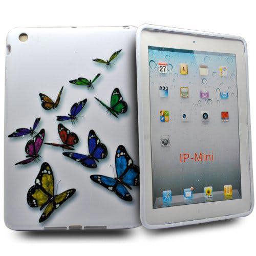 Phonedirectonline - Multi flying butterfly flower design silicone gel case cover for Apple ipad mini