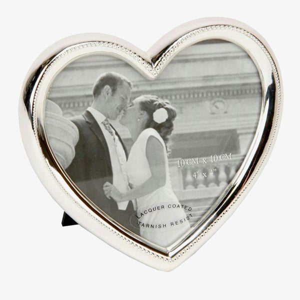 T. H. Baker Celebrations Silverplated Heart 4x4 Inch Photo Frame FS990