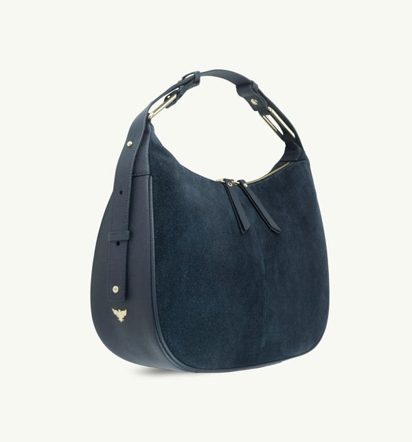 Apatchy London The Charlie Navy Suede Bag