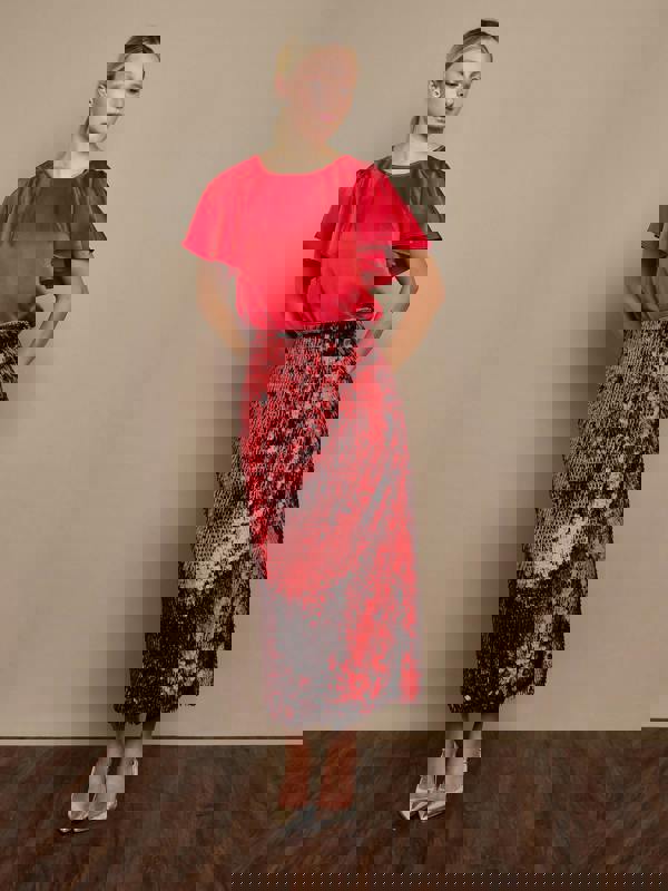 GWD Simone Midi Sequin Skirt Red