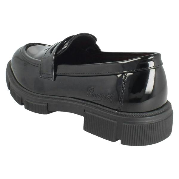 Pineapple Girls Pineapple Black Slip On Loafer School Shoes H2713