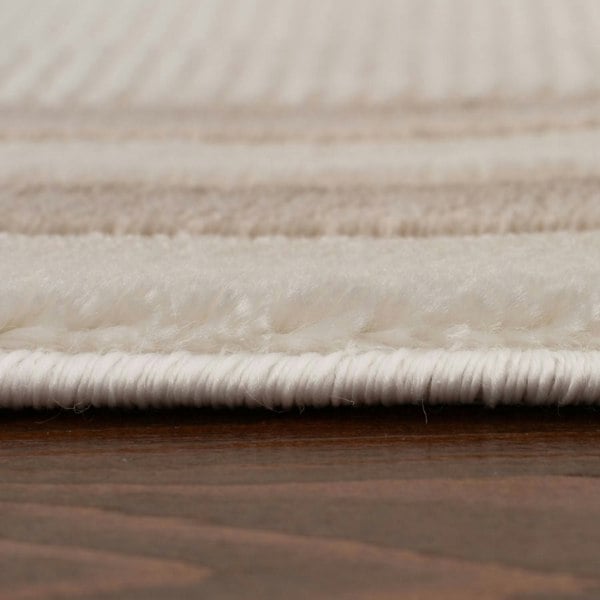 Bordered Living Room rug, beige-cream colours, stain-resistant and non-shedding