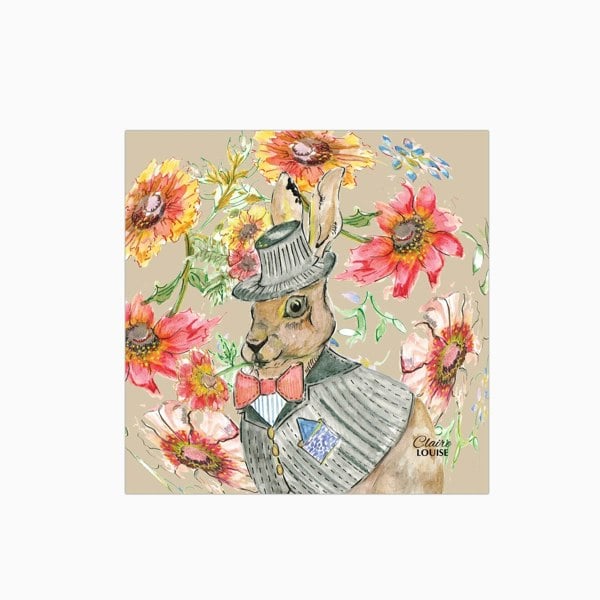 Claire Louise - Designer Cottage Floral Hare Glass Kitchen Splashback