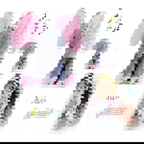 Dragodirect Interactive Musical Elephant Plush 30cm Peek-A-Boo Stuffed Toy for Kids