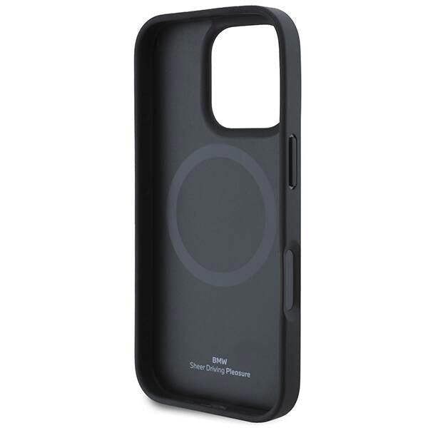 BMW Leather Hot Stamp Case with MagSafe for iPhone 16 Pro Max 6.9" Black - BMHMP16XSLLBK