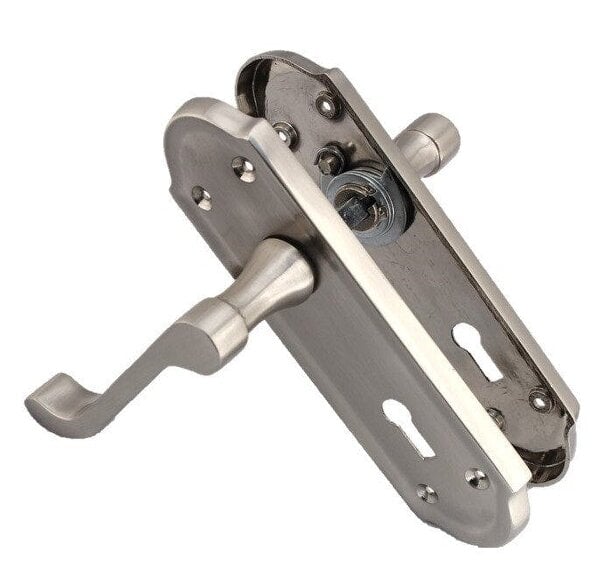 EDH Door Hardware Premium Satin Nickel Internal Lock Door Handle Set+3 Lever Mortice Sash Lock, 2 Pairs