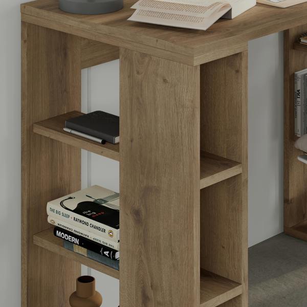 Decortie Modern Colmar 106cm Working Desk Particleboard 3 Open Shelves Wall Fix H75xW106cm
