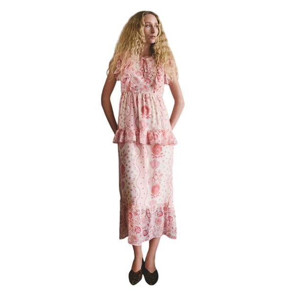 Cath Kidston Womens/Ladies Floral Tie Neck Short-Sleeved Maxi Dress - Pink - 