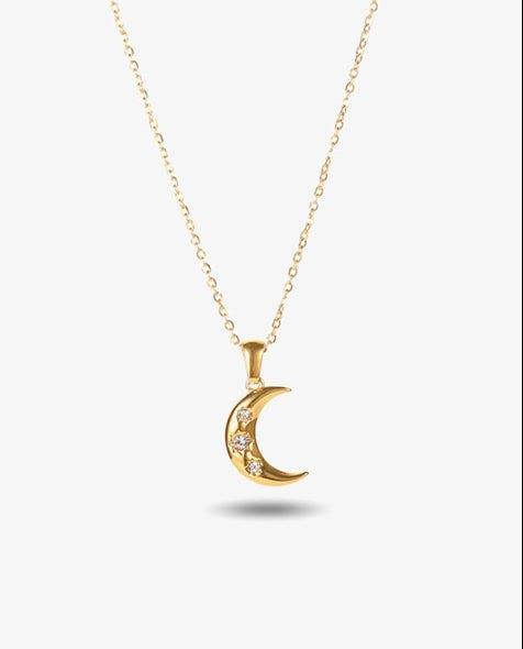 Elk & Bloom 14K Gold Moon & Star Pendant Necklace