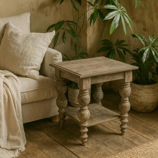 Wyld Haus Montaine Mid Century Brown Wood Square Side Table