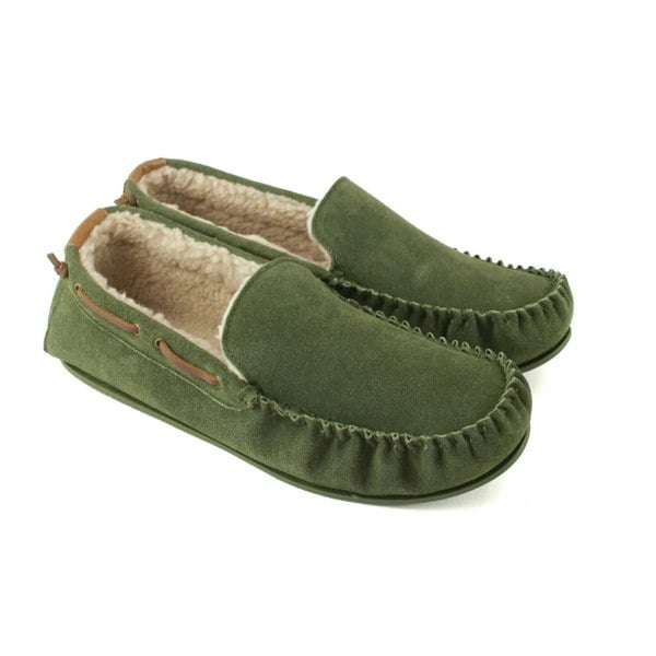 Eastern Counties Leather Mens Owen Berber Suede Moccasins - Olive