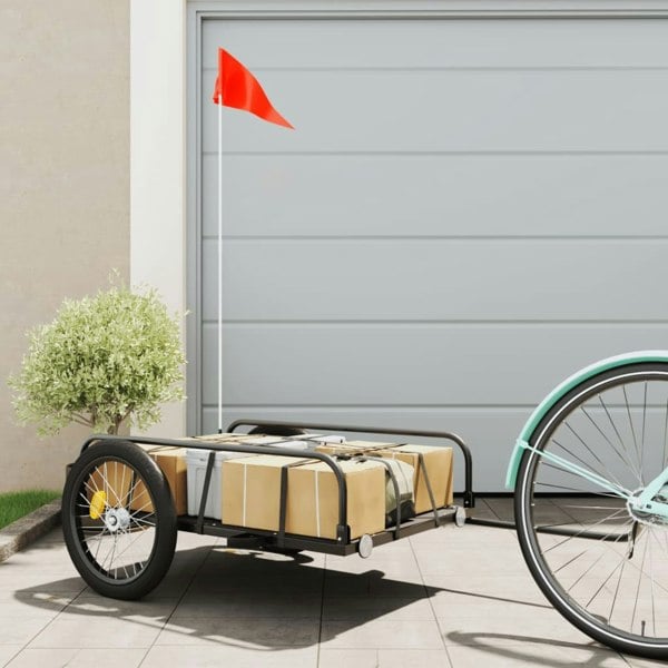 Berkfield Bike Cargo Trailer Black 135x70x37 cm Iron