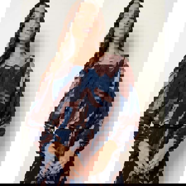 Blue Vanilla Marble Pleated Dress