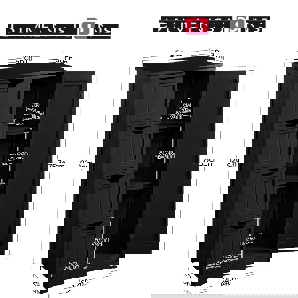 Modcraft Bathroom Floor Cabinet Wooden Freestanding Storage with 4 Drawers & 1 Door Adjustable Shelf – Black