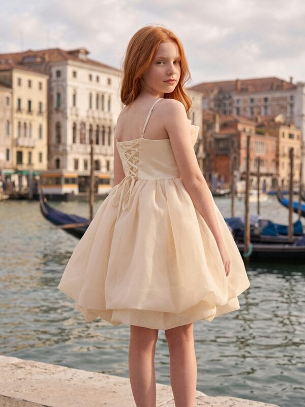 DRESS & Fleur Girls Tulle Dress in Beige