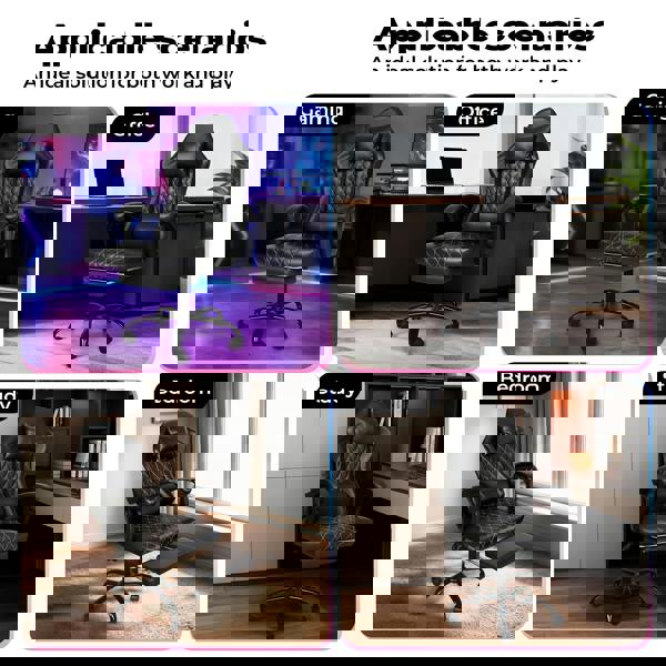 Levede Office Desk Chair PU Gaming Recliner Adjustable Height Swivel Black