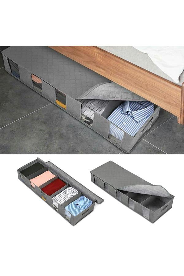 Living and Home Non-woven Fabric Underbed Storage Bags with Handles and Zipper Clothes Organiser Box