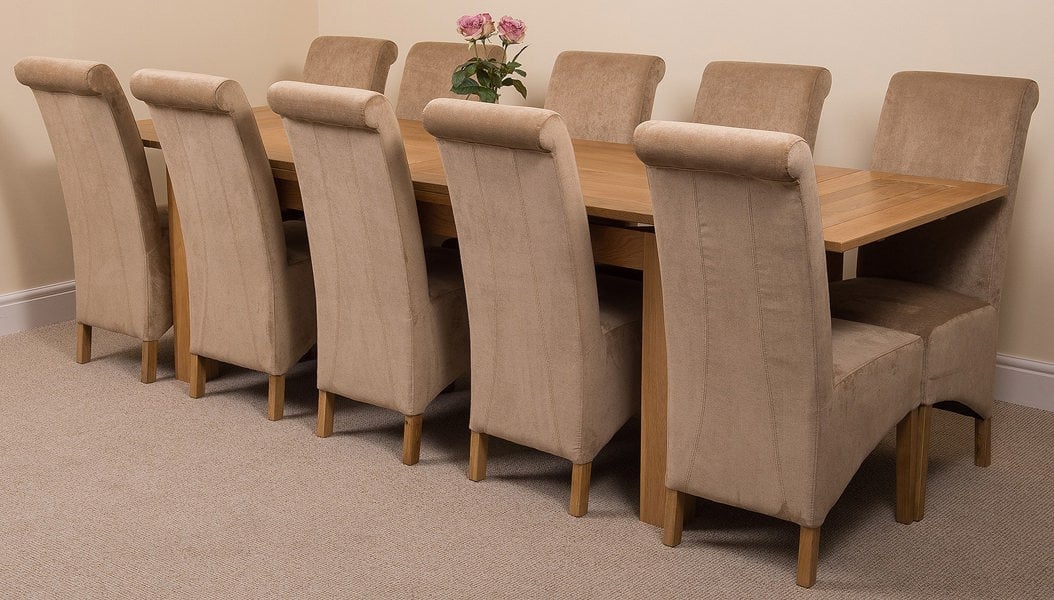 That's Furniture Richmond Large Oak Extending Dining Table with Montana Fabric Chairs