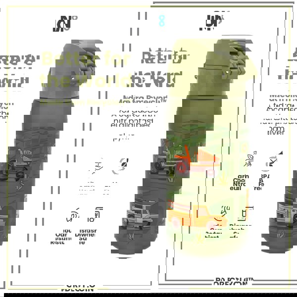 ION8 Leak Proof Kids Water Bottle, Recyclon, Farming Machines, 350ml (12oz)