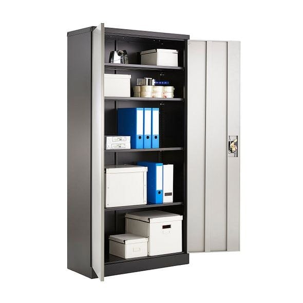 MMT Furniture Designs Stainless Steel Filing cabinet with 4 shelves - 2 Door Lockable Filing Cabinet